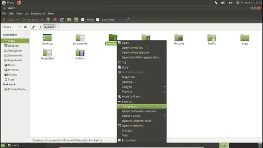 selecting Compress action in Caja