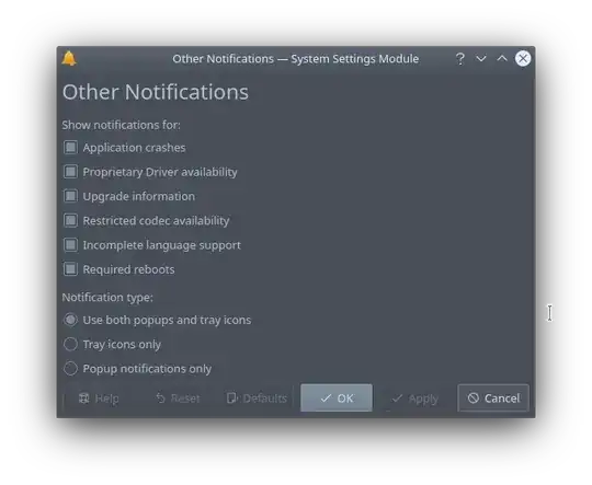 GUI for managing certain notifications