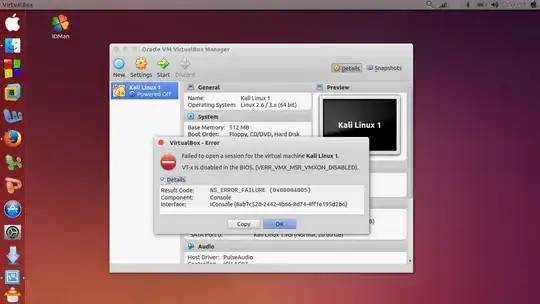 the message that shows virtualbox while installing Kali linux