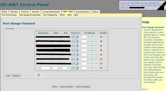 Screenshot of PortForward Tab and Settings