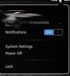 Screenshot user menu