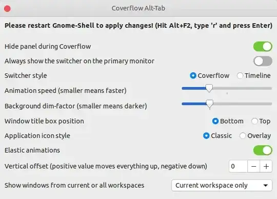 Settings of **Coverflow Alt-Tab**