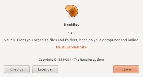 Screenshot of the About window of the application