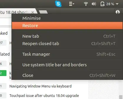 top bar context menu