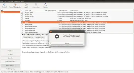 could not apply changes, fix broken packages first