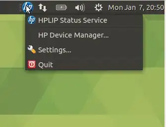 hp-systray with dropdown menu