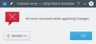 A dialog stating that an error occurred.