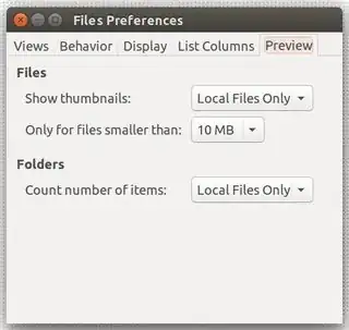 Nautilus preview settings