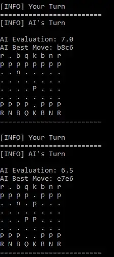 Console output during a game