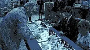 Garry Kasparov captures a piece