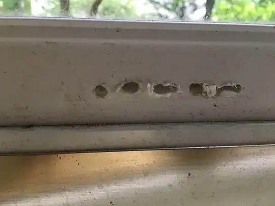 A closer look at the stripped portion of the storm door