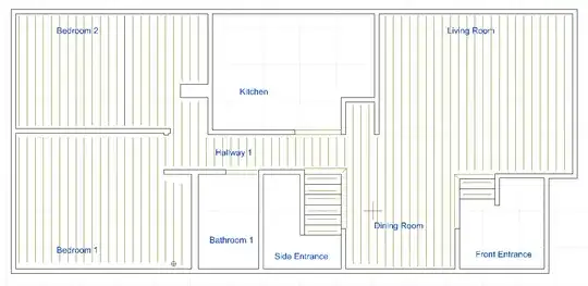 House layout, with planned hardwood direction