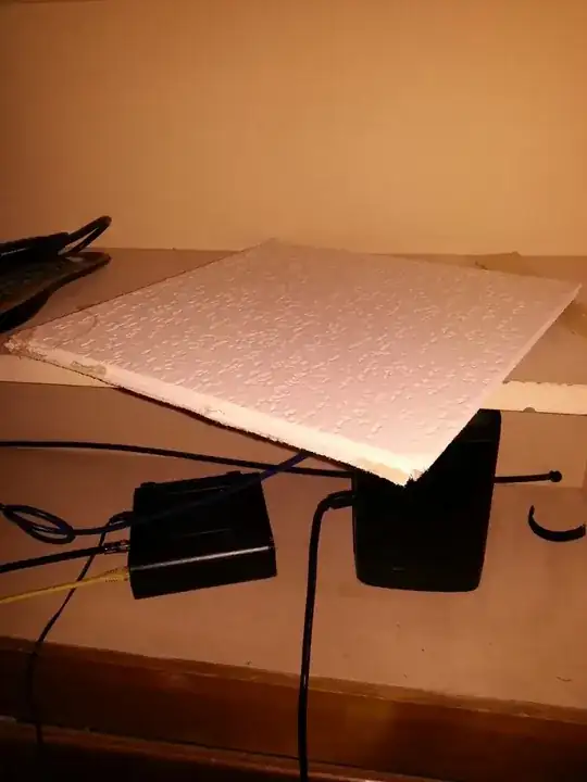 front of fallen tile