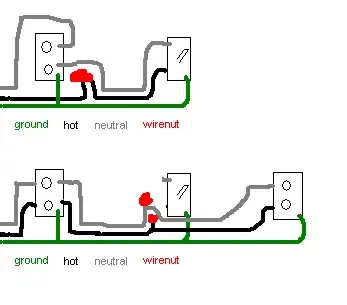 The cracked shingle, showing the cant strip overlaying the shingle below it