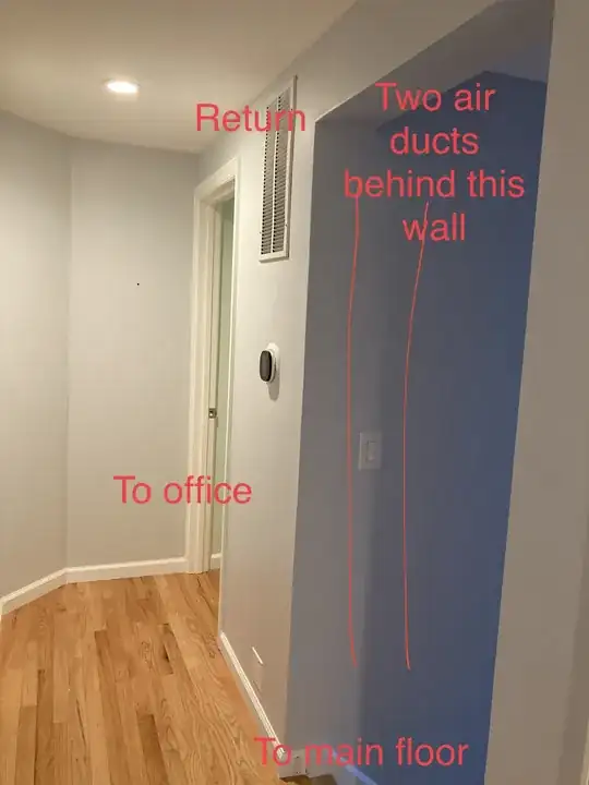 from top floor,pointing to where air ducts are