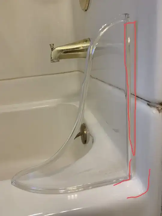 Image highlighting the gap between shower wall and splash guard
