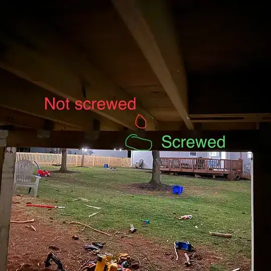 under deck view identifying joints in question