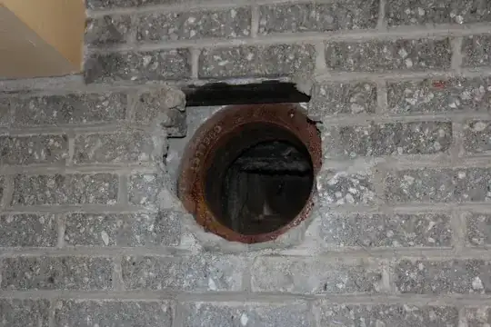 Close up of the hole in the wall