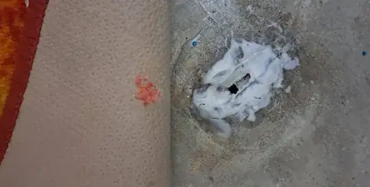 hole that it has made from underneath