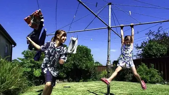 Kids swinging on outdoor rack