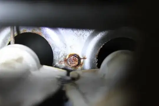 left side of heat exchanger, showing the "crack"