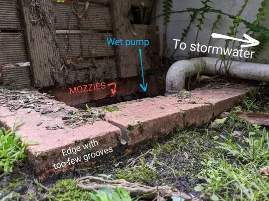 photo of dry well showing edge/rim with inadequate inlet channels