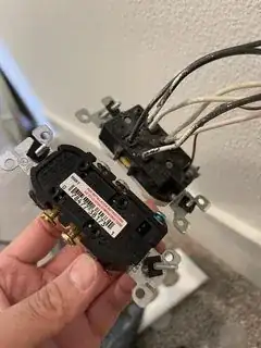 New outlet and old, wired outlet