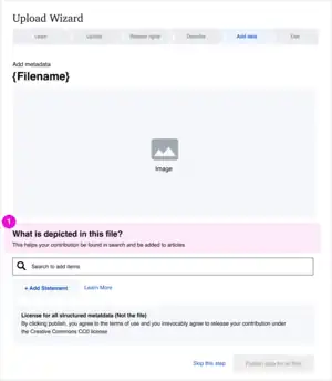 1. Add and improve copy within the upload wizard to encourage more specific depict tags.