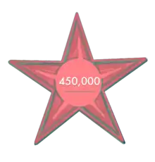 Star with the text "450,000"