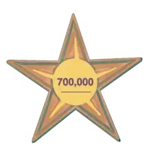 Star with the text "700,000"