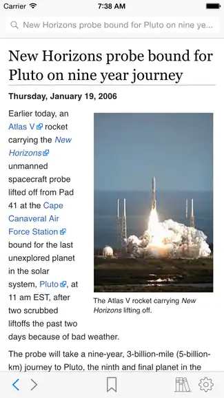Screenshot of Kiwix on iOS