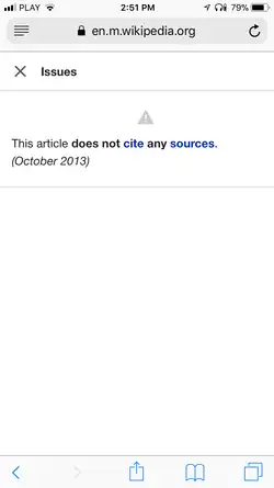 After tapping the link, the user is presented with the page issues overlay.
