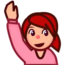 Raising one hand to speak