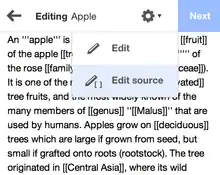  Screenshot of wikitext editing on Mobile Web