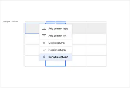 7. Clicking on just one column