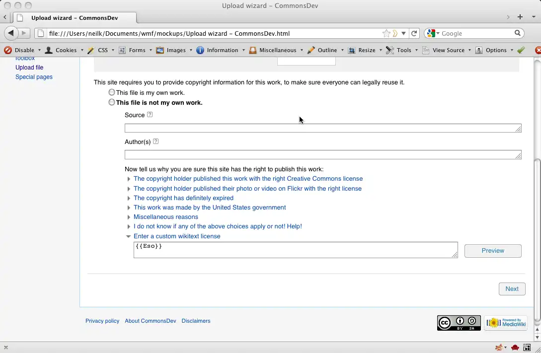 mockup of feature desired