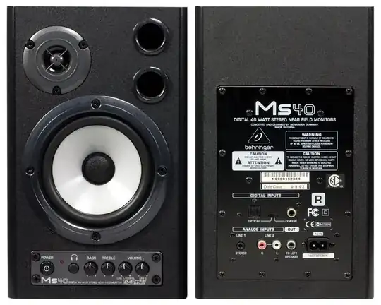 Behringer MS40 monitors (front and back)