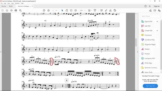 the eighth note in red