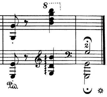 Etude in Gb major, Chopin, mm. 84–85