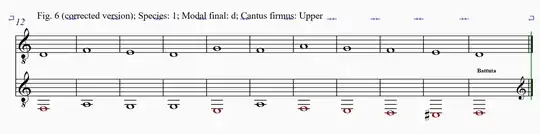 Counterpoint exercise. C.F. = (all pitches in octave 3) D F E D G F A G F E D