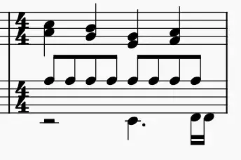 measure with voices merged and overlapping notes removed