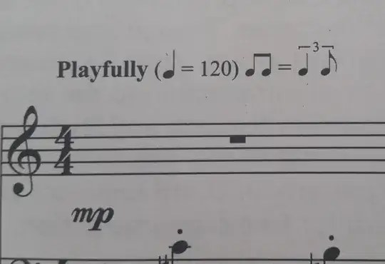 Staff with Playfully tempo, metronome marking and eighth notes equals triplets