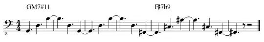 latin bass line on GM7 / F#7