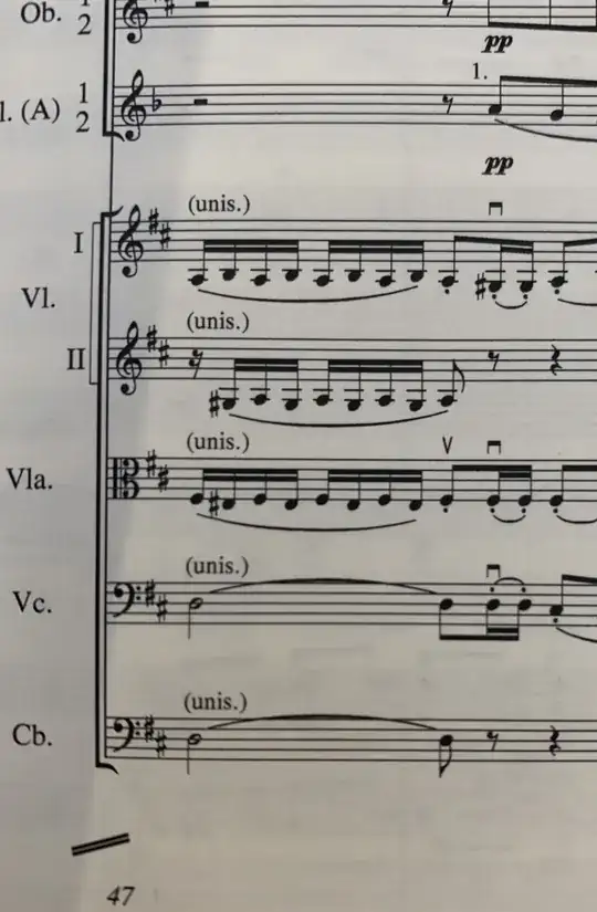 unis on violin section