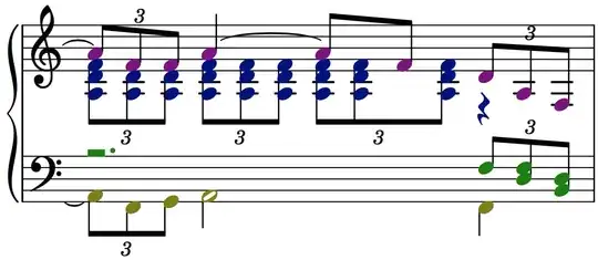 Option 5, four voices, with rests