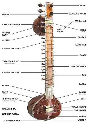 Diagram of a Sitar