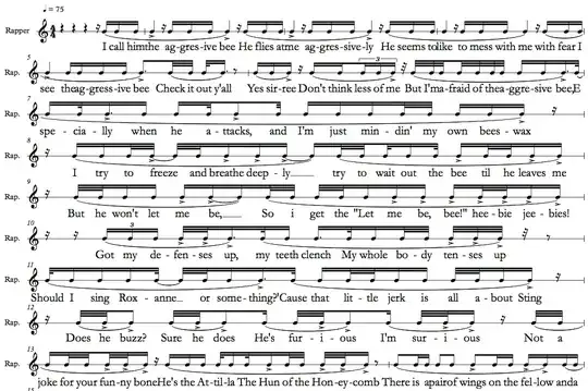 Score excerpt including D5-B5 and E5-C6 double-stops