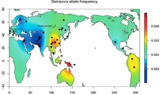 world map of denisovan alleles