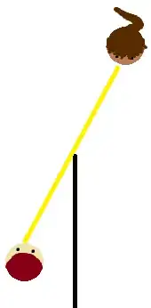 Top view of guy looking past curtain to see a girl.