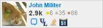 profile for John Militer on Stack Exchange, a network of free, community-driven Q&A sites